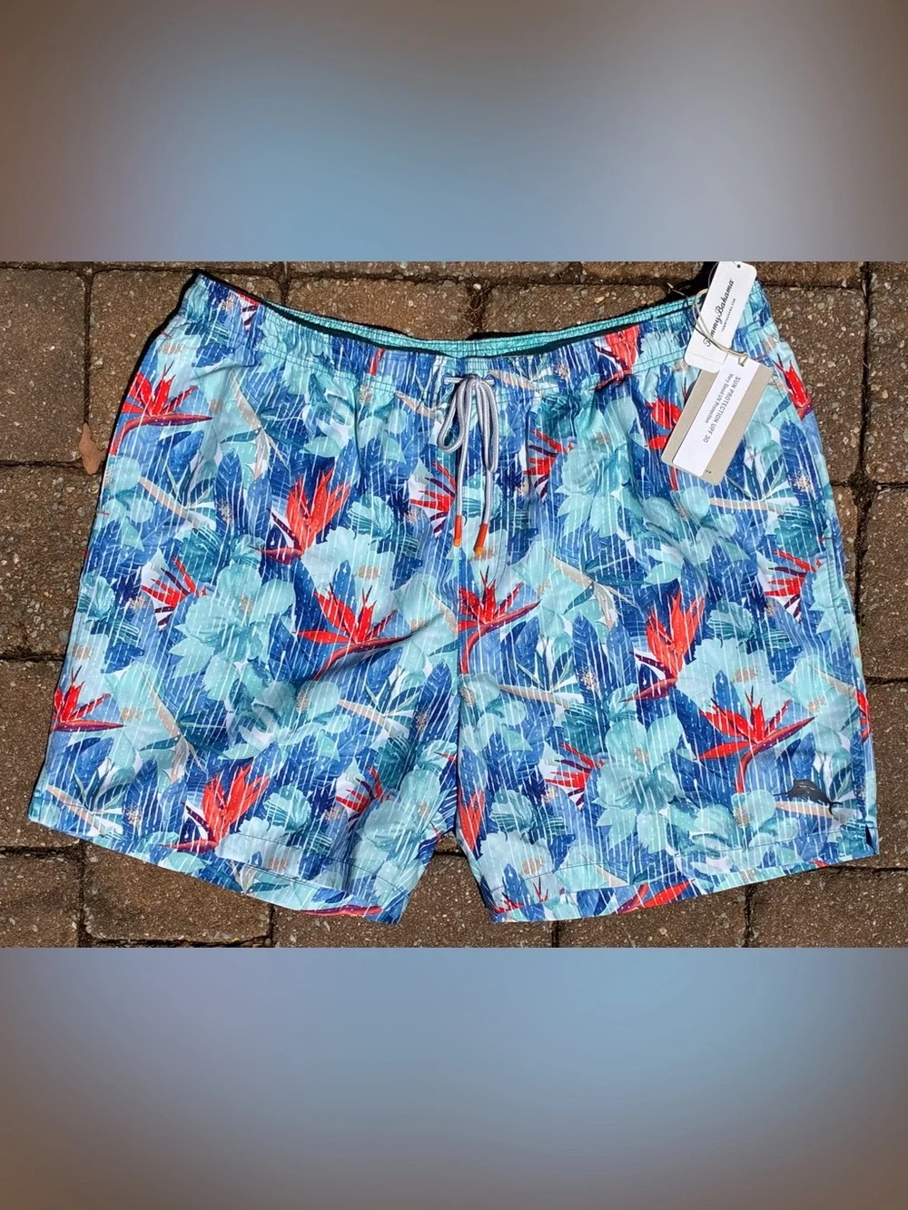 NEW Tommy Bahama Men's 2XL - XXL  Naples Rainforest Bay Swim Trunks Shorts Blue